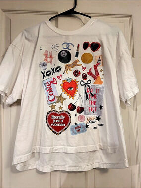 Bourbon & Bells Graphic Crop Tee in White Size XL